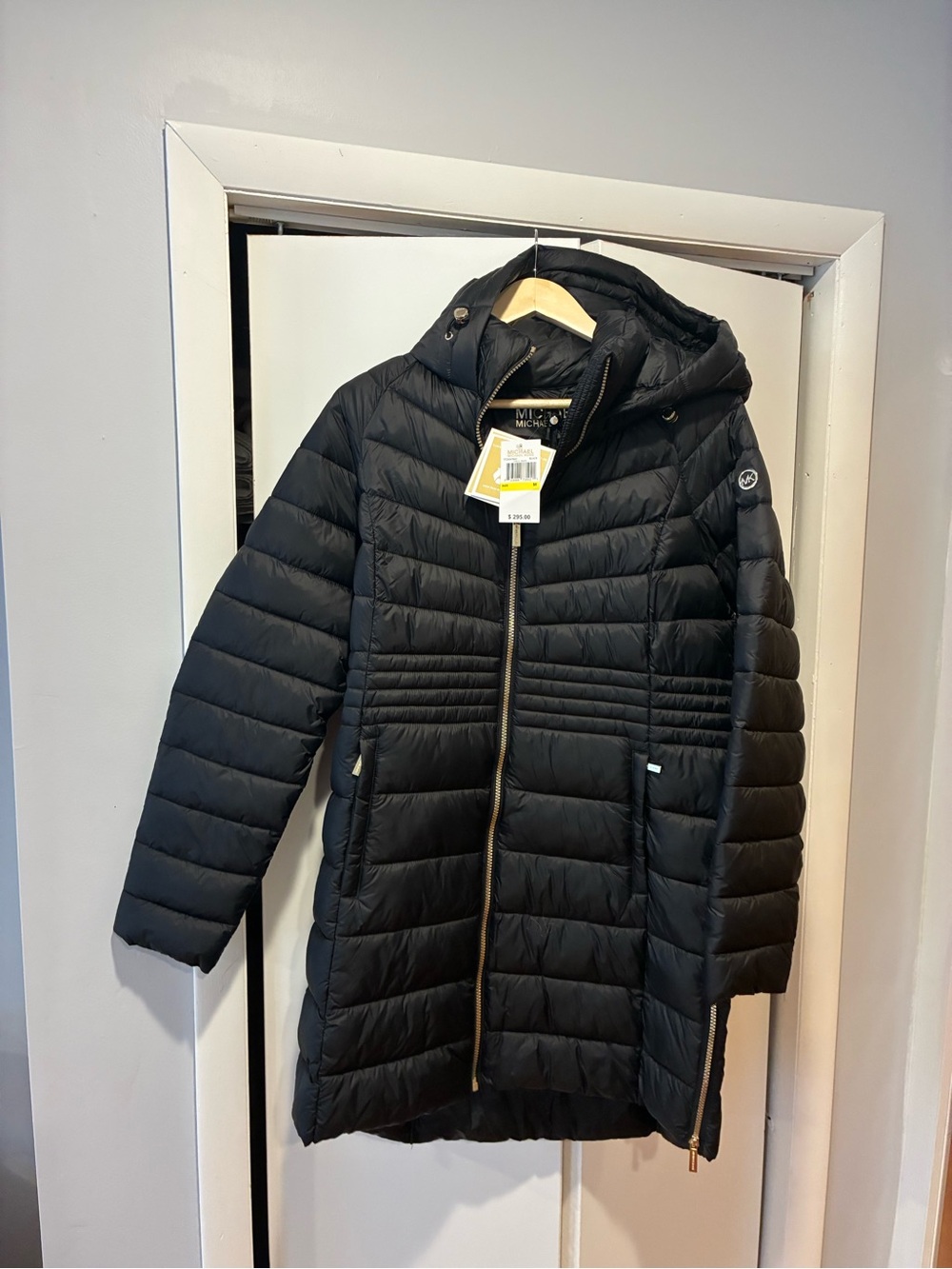 Michael Kors Black Hooded Quilted Puffer Coat